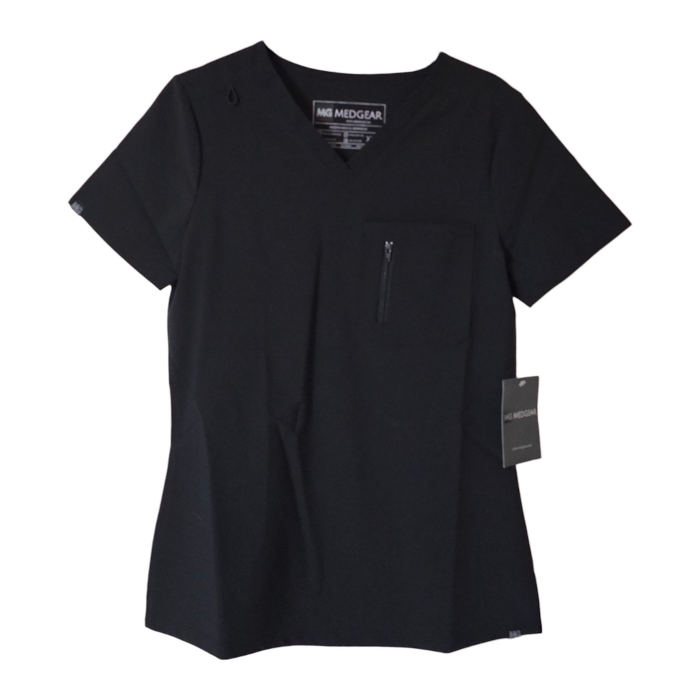 Medgear black V-neck Medical Scrub Top Womens XXS